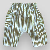 Cargo Style Cotton Harem Trousers in Brown and Grey Water Edge Line