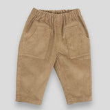 Cotton Corduroy Pants - Acorn Color with Front Pocket. Front View