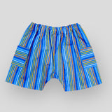Cotton Blue Lake Stripes Cargo Style Summer Shorts. Front view.