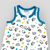 Taco Playsuit - Interlock Knit Baby Romper with Taco Print. Detail view.