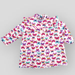 Cotton Pink Butterfly Printed Long Sleeve Dress for Babies and Kids Front View