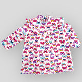 Cotton Pink Butterfly Printed Long Sleeve Dress for Babies and Kids Front View
