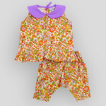 Groovy Floral Cotton Top and Shorts Set for Baby Girls and Kids