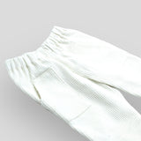 Cotton Corduroy Pants - Soft White with Front Pockets Detail View