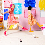 Girl in Little Moomy Honey Bee Petal Double-Collar Dress