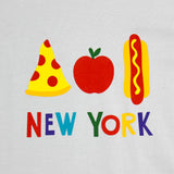 Organic Pima Cotton NY Foodie T-Shirt in Grey for Kids. Detail view of illustration.