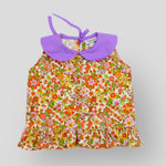 Groovy Floral Cotton Top and Shorts Set for Baby Girls and Kids. Top only.