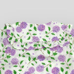 OEKO-TEX Certified Cotton Ruffle Dress - Ivory/Lilac Floral for Babies and Kids. Back detail view of collar.