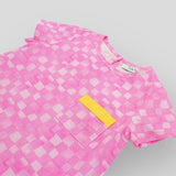 Trapeze Dress in Pink Checkerboard - Detail View Front Pocket