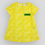 Yellow Checkerboard Trapeze Dress in OEKO-TEX Certified Cotton