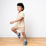Six year old boy wearing chicken set