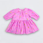 Cotton Pink Darling Dinosaur Dress Front View