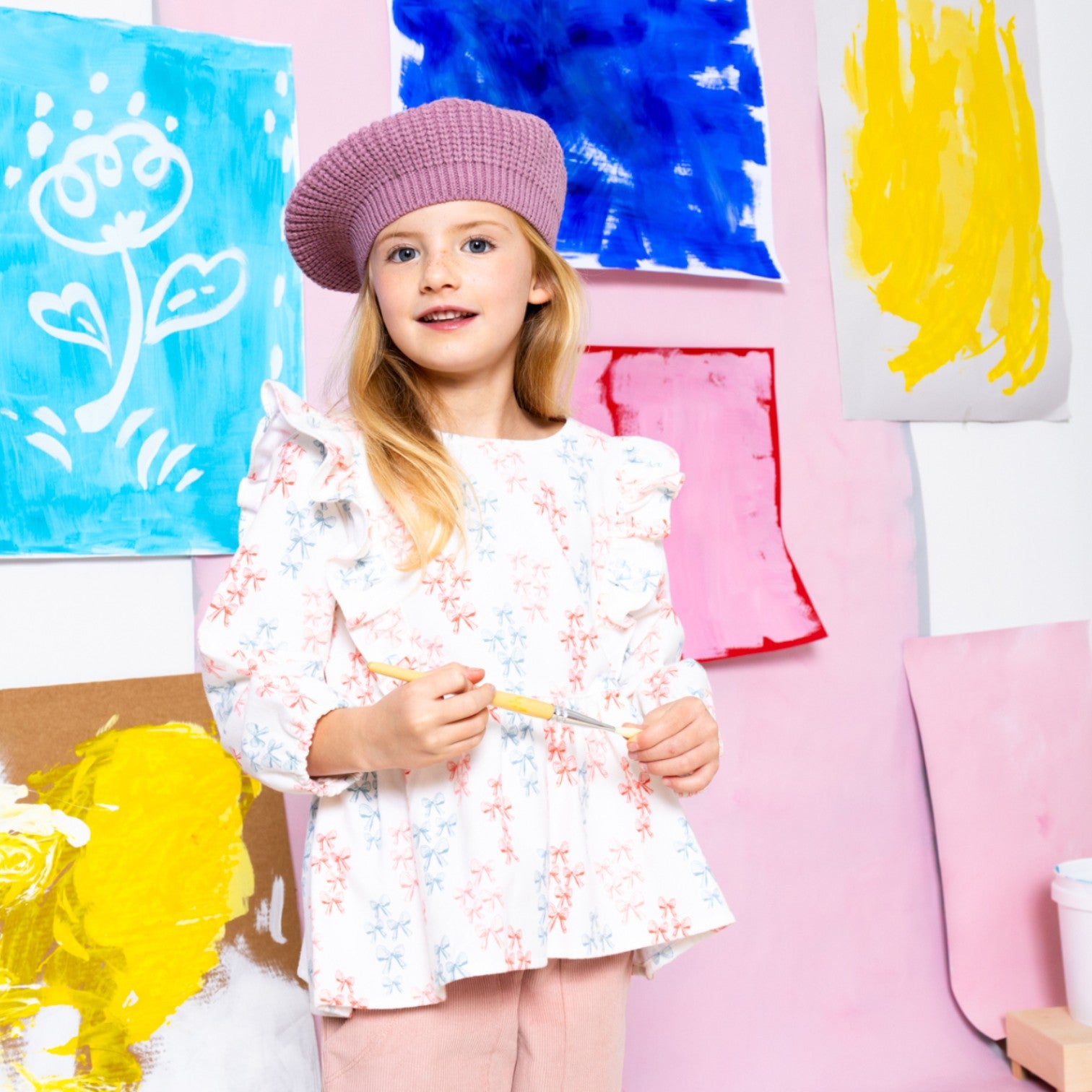 Girl in Ribbon Bouquet Flannel Top