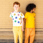 Cargo Style Cotton Trousers, Checker in Pink and Lemonade Yellow