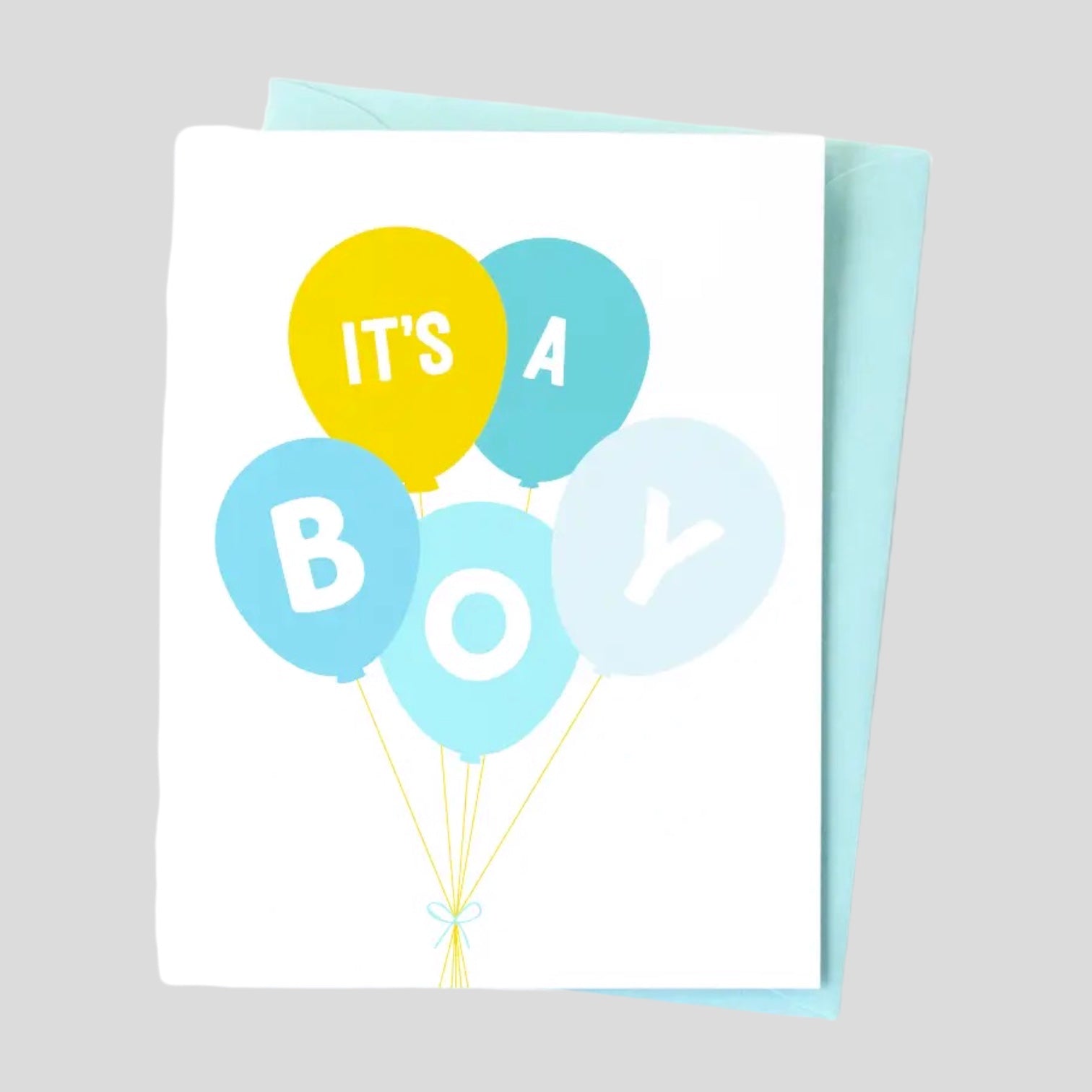 Greeting Card: It's A Boy. Featuring balloon illustration.