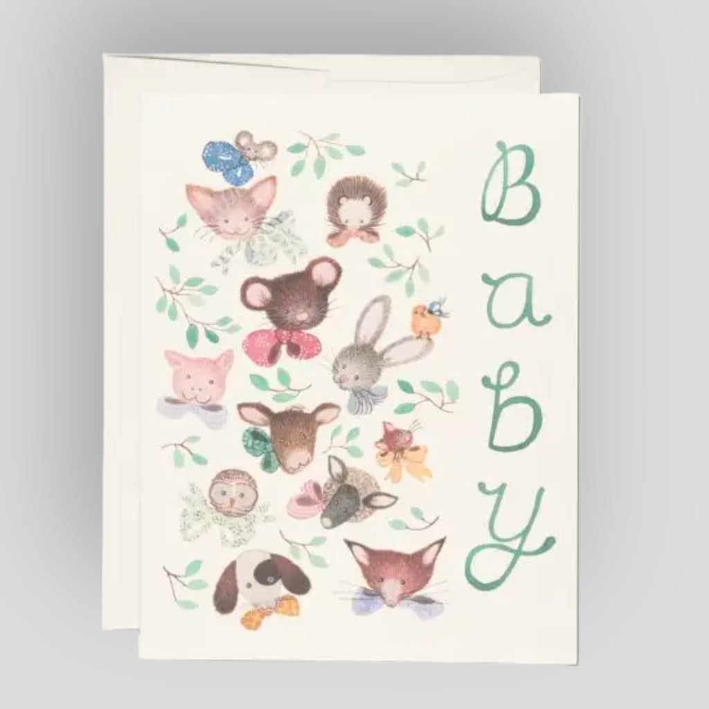 Greeting Card: Pink Noses Baby. Featuring cute baby animal illustrations