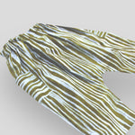 Cargo Style Cotton Harem Trousers in Brown and Grey Water Edge Line. Side view.