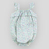 Blue Cotton Petite Fleur Bubble Romper for Baby Girls. Front view.