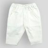 Cotton Corduroy Pants - Soft White with Front Pockets Front View
