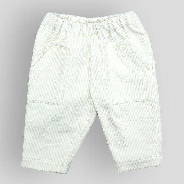 Cotton Corduroy Pants - Soft White with Front Pockets Front View