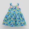 Cotton Sleeveless Dress  in Colorful Butterflies Print. Front view.
