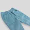 Kids' and Baby Cotton Corduroy Pants - Rain Blue with Front Pocket. Detail view.