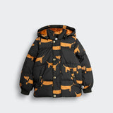 Dog AOP Hooded Puffer - Black