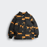 Dog AOP Hooded Puffer - Black