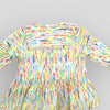 Cotton Stripe Baby Ruffle Dress with Long Sleeves for Babies and Kids. Back view.
