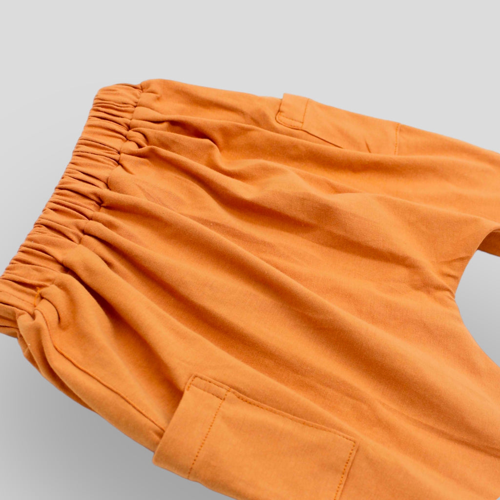Sienna Brick Cotton Knit Jogger Pants for Babies and Kids. Detail view.