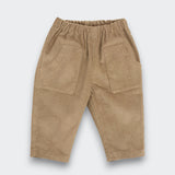 Little Moony Acorn Corduroy Pants made with soft cotton showing elastic waistband and side pockets for babies and kids