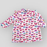 Cotton Pink Butterfly Printed Long Sleeve Dress for Babies and Kids Front View