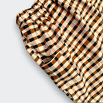 Brown Plaid Knit Jogger Pants for Babies and Kids. Detailed view of side pocket.