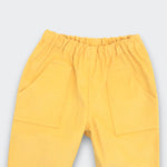 Little Moony Yellow Soft Cotton Corduroy Pants - Detailed View of Front Pockets