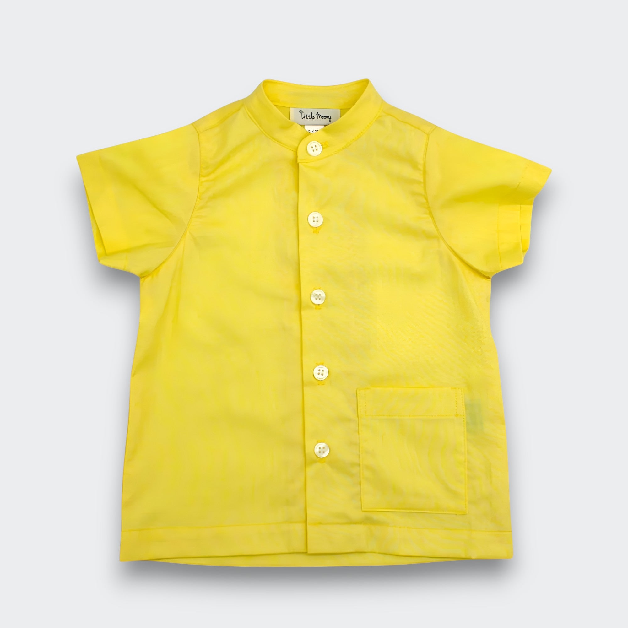 Little Moony Yellow Soft Cotton Shirt with Collar for Babies and Toddlers