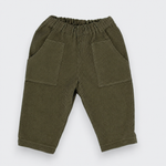 Green corduroy pants on a white background Little Moony