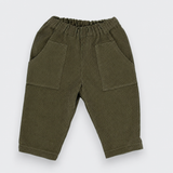 Green corduroy pants on a white background Little Moony