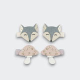 Little Moony Fox and Mushroom Hair Clip set for baby girls and kids