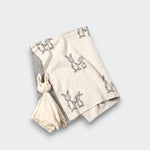 Little Moony Organic knit baby gift set featuring a soft cotton blanket and bunny lovey for babies