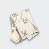Little Moony Organic knit baby gift set featuring a soft cotton blanket and bunny lovey for babies