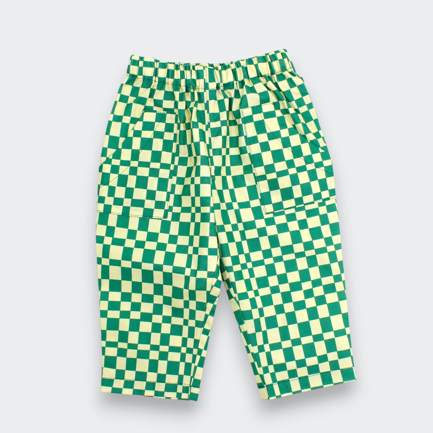 Litttle Moony Cotton Green Checker Pants for babies and kids.