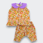 Little Moony Groovy Floral Cotton Top and Shorts Set for Baby Girls and Kids