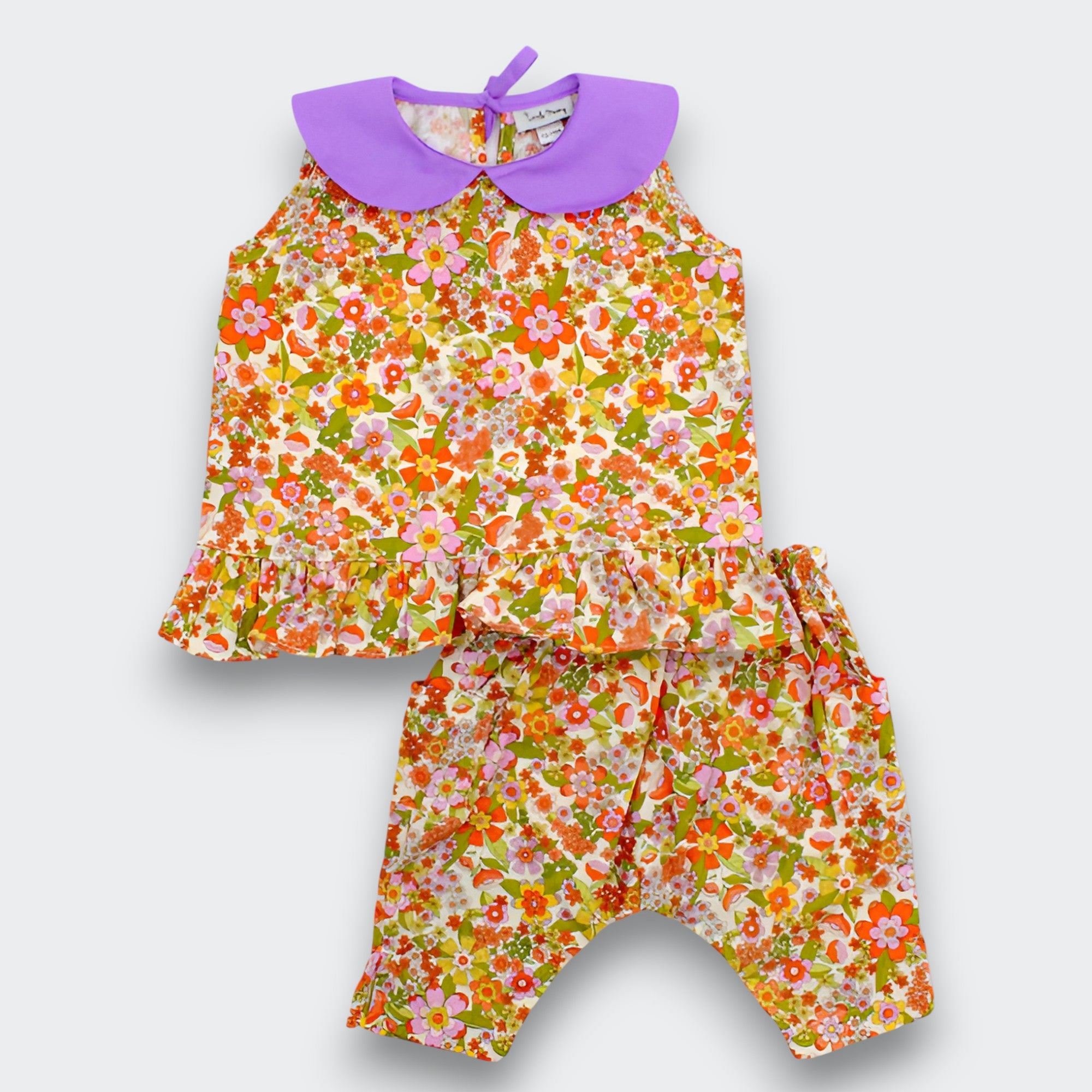 Little Moony Groovy Floral Cotton Top and Shorts Set for Baby Girls and Kids
