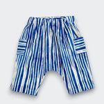Little Moony Blue and White Water Edge Harem Pants in OEKO-TEX Certified Cotton for Babies and Kids