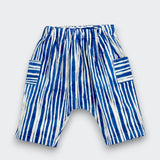Little Moony Blue and White Water Edge Harem Pants in OEKO-TEX Certified Cotton for Babies and Kids