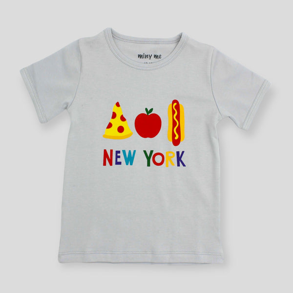 Organic Pima Cotton NY Foodie T-Shirt in Grey for Kids