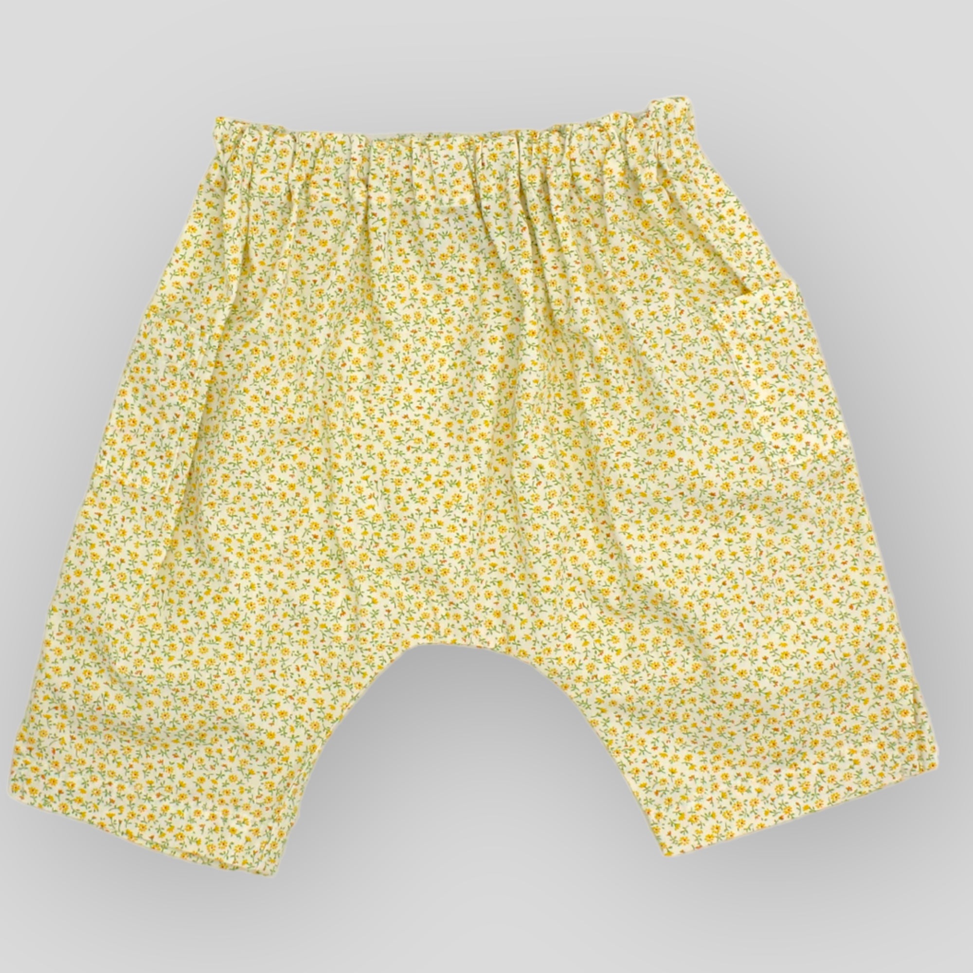 Yellow Petite Fleur Cotton Harem Pants for Babies and Kids