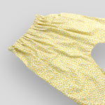 Yellow Petite Fleur Cotton Harem Pants for Babies and Kids.Side view.