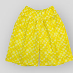 Soft Cotton Wide Leg Culotte Style Pants in Yellow Checkerboard Print OEKO-TEX CERTIFIED