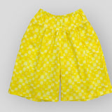 Soft Cotton Wide Leg Culotte Style Pants in Yellow Checkerboard Print OEKO-TEX CERTIFIED